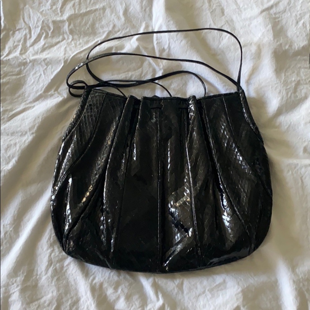 Judith Leiber black snakeskin handbag